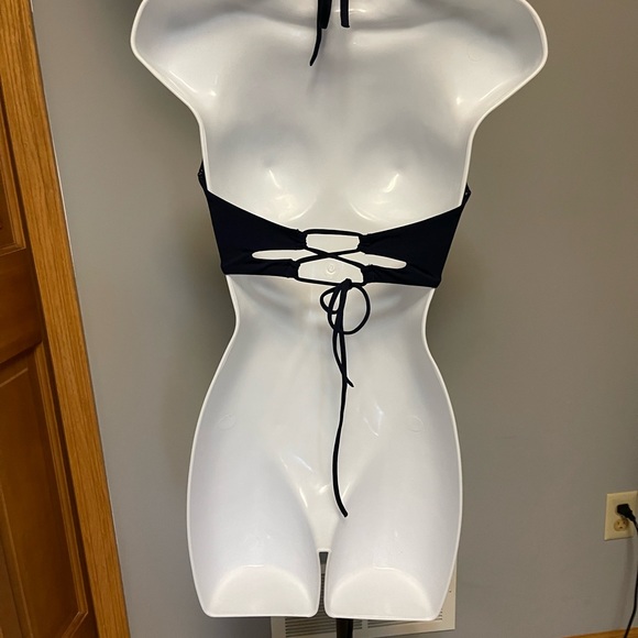 Athleta-navy, lace-up swim top - Picture 2 of 3